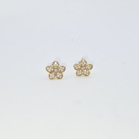 FLOWERS STUD EARRING 10K